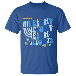 Happy Hanukkah T Shirt Retro Groovy Eight Nights and Eight Lights TS10 Royal Blue Print Your Wear