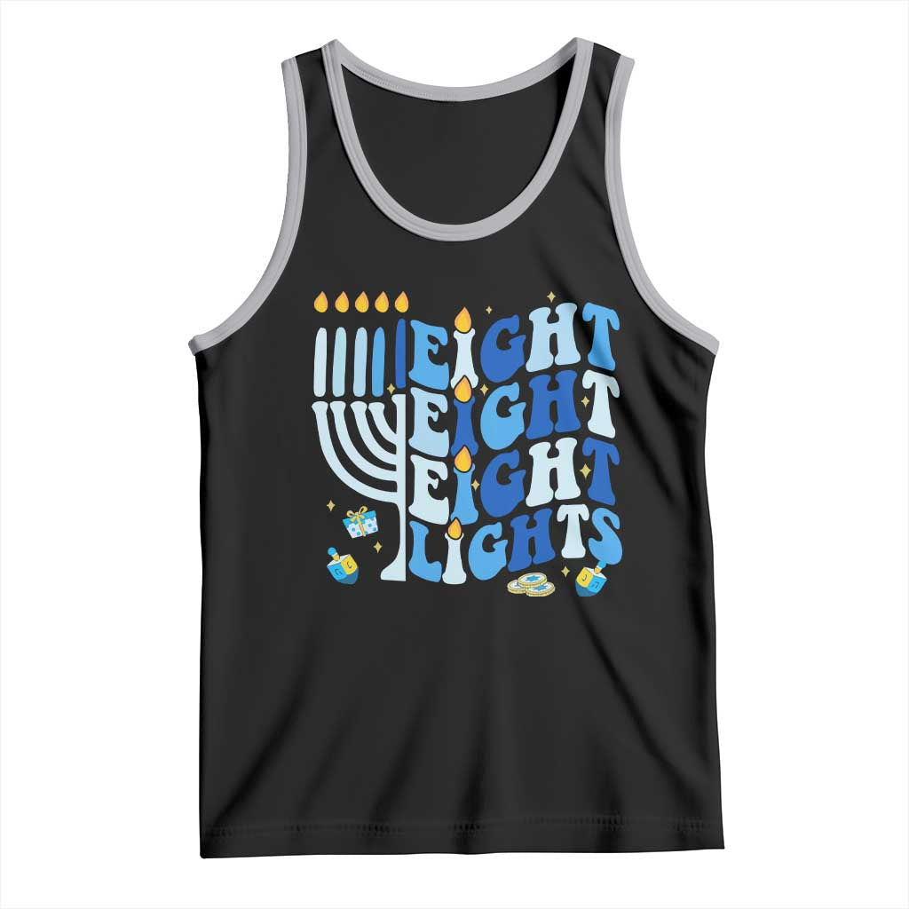 Happy Hanukkah Tank Top Retro Groovy Eight Nights and Eight Lights TS10 Black Athletic Heather Print Your Wear