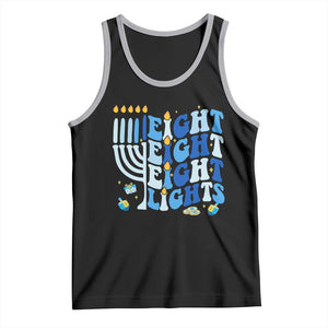 Happy Hanukkah Tank Top Retro Groovy Eight Nights and Eight Lights TS10 Black Athletic Heather Print Your Wear