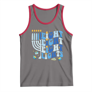 Happy Hanukkah Tank Top Retro Groovy Eight Nights and Eight Lights TS10 Deep Heather Red Print Your Wear