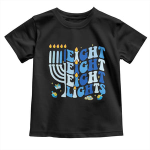 Happy Hanukkah Toddler T Shirt Retro Groovy Eight Nights and Eight Lights TS10 Black Print Your Wear