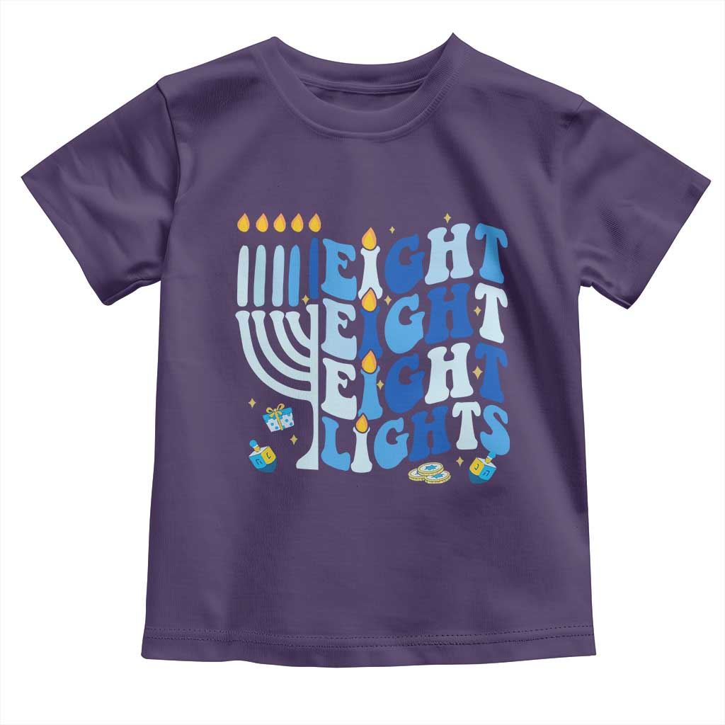 Happy Hanukkah Toddler T Shirt Retro Groovy Eight Nights and Eight Lights TS10 Purple Print Your Wear