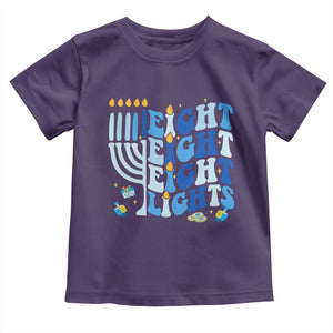 Happy Hanukkah Toddler T Shirt Retro Groovy Eight Nights and Eight Lights TS10 Purple Print Your Wear