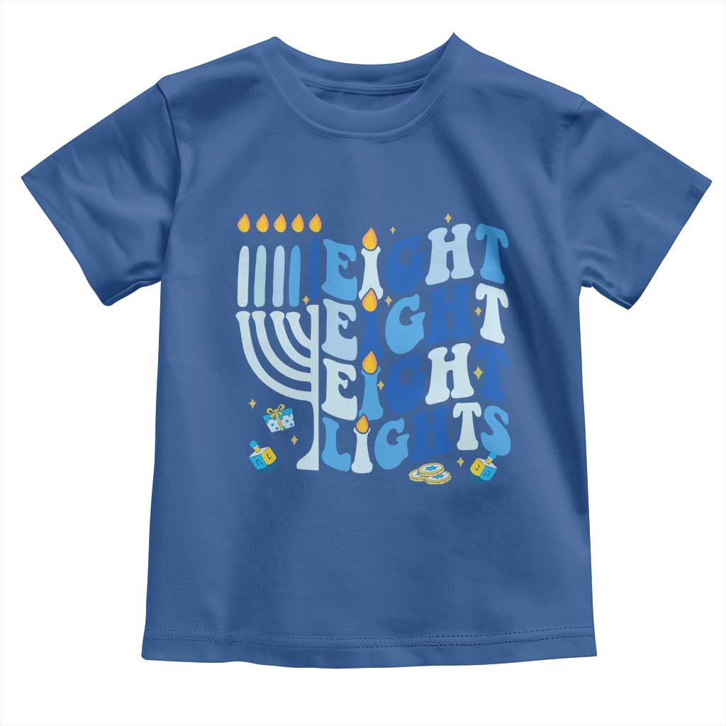 Happy Hanukkah Toddler T Shirt Retro Groovy Eight Nights and Eight Lights TS10 Royal Blue Print Your Wear