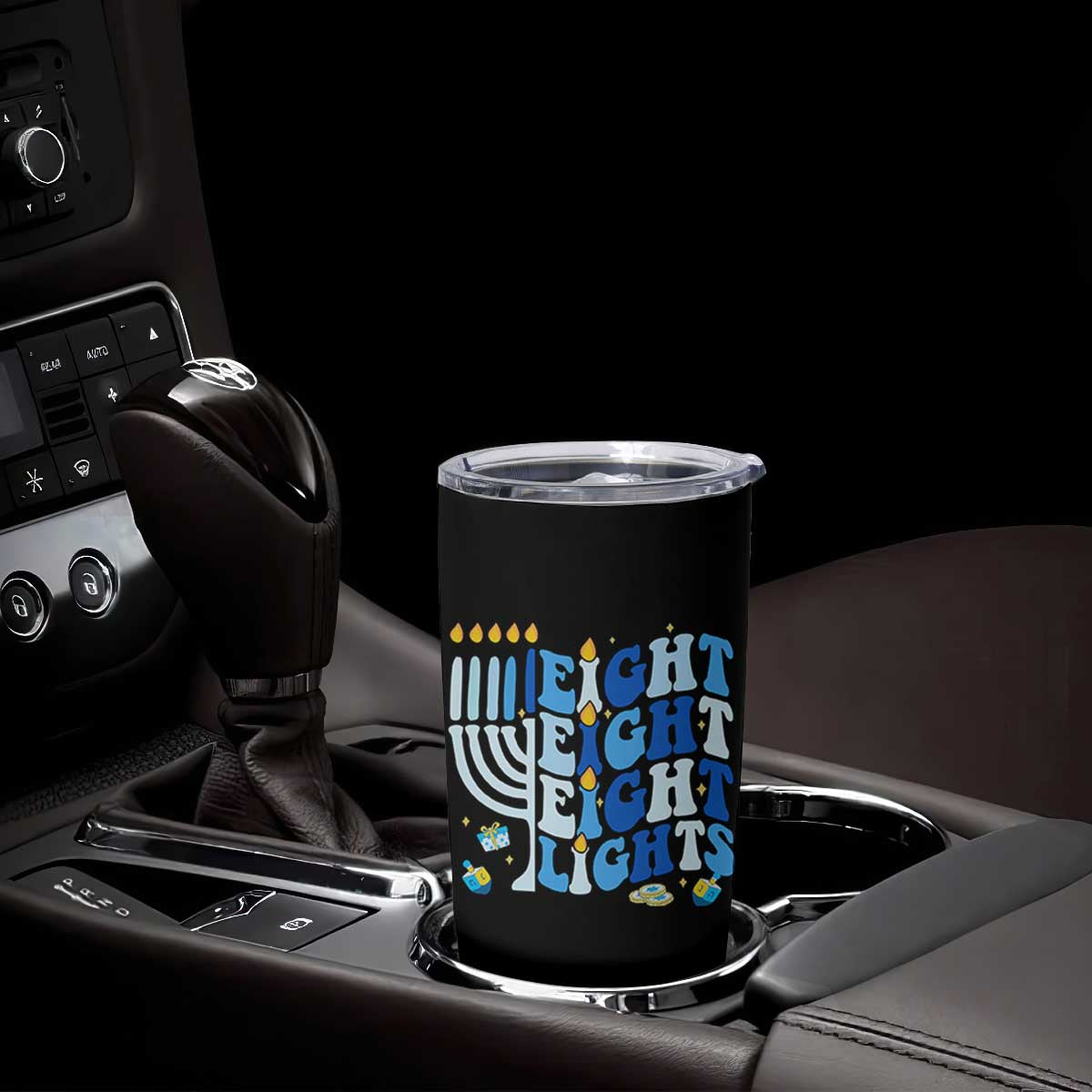 Happy Hanukkah Tumbler Cup Retro Groovy Eight Nights and Eight Lights TS10 Print Your Wear