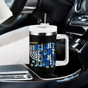 Happy Hanukkah Tumbler With Handle Retro Groovy Eight Nights and Eight Lights TS10 Print Your Wear