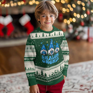 Happy Hanukkah Ugly Christmas Sweater Retro Groovy Eight Nights Lights TS10 Forest Green Beige Print Your Wear