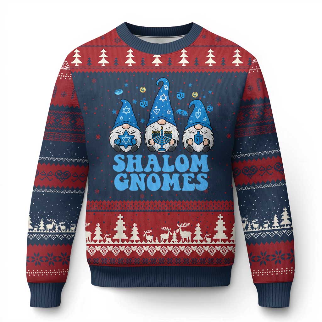 Happy Hanukkah Ugly Christmas Sweater Retro Groovy Eight Nights Lights TS10 Navy Red Print Your Wear