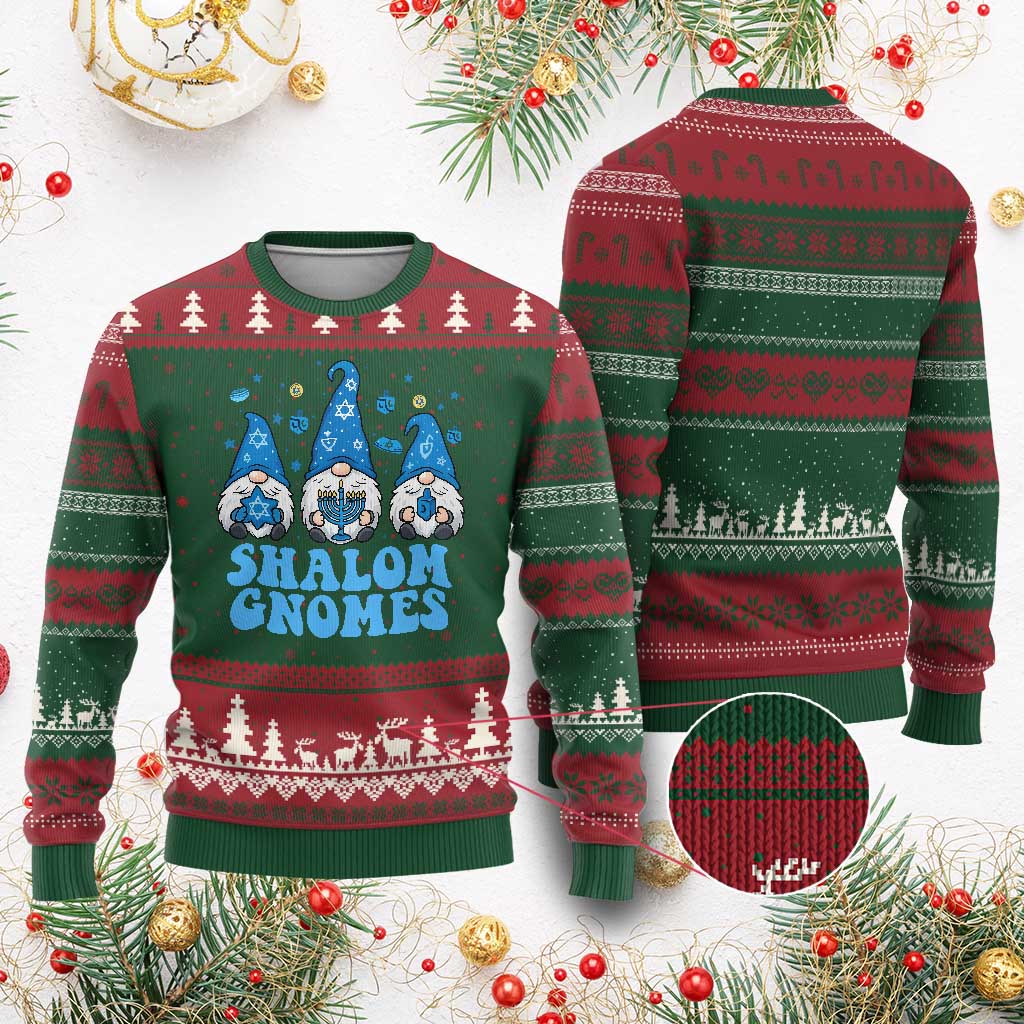 Happy Hanukkah Ugly Christmas Sweater Retro Groovy Eight Nights Lights TS10 Red Green Print Your Wear