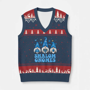 Happy Hanukkah V-Neck Knit Sweater Vest Retro Groovy Eight Nights Lights TS10 Navy Red Print Your Wear