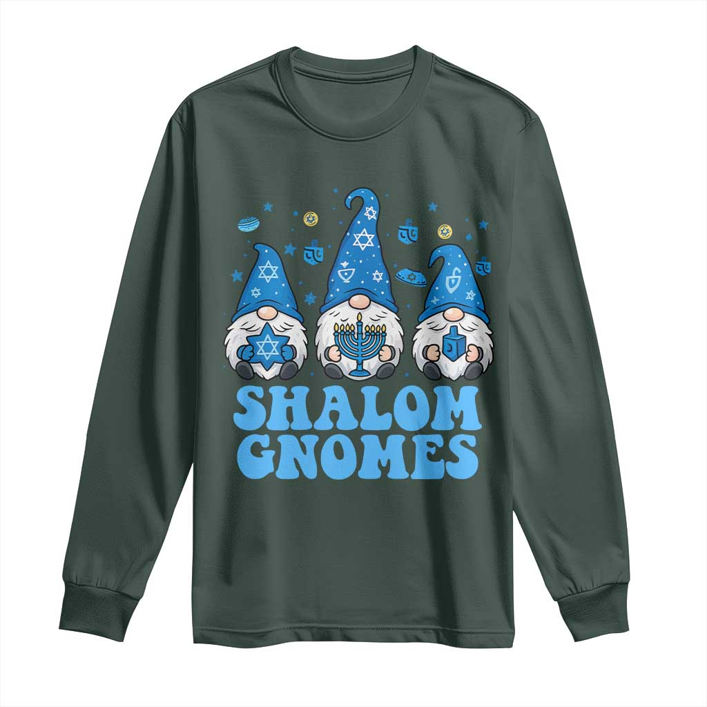 Happy Hanukkah Long Sleeve Shirt Retro Groovy Eight Nights Lights TS10 Dark Forest Green Print Your Wear