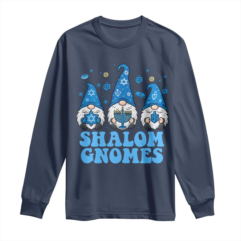 Happy Hanukkah Long Sleeve Shirt Retro Groovy Eight Nights Lights TS10 Navy Print Your Wear