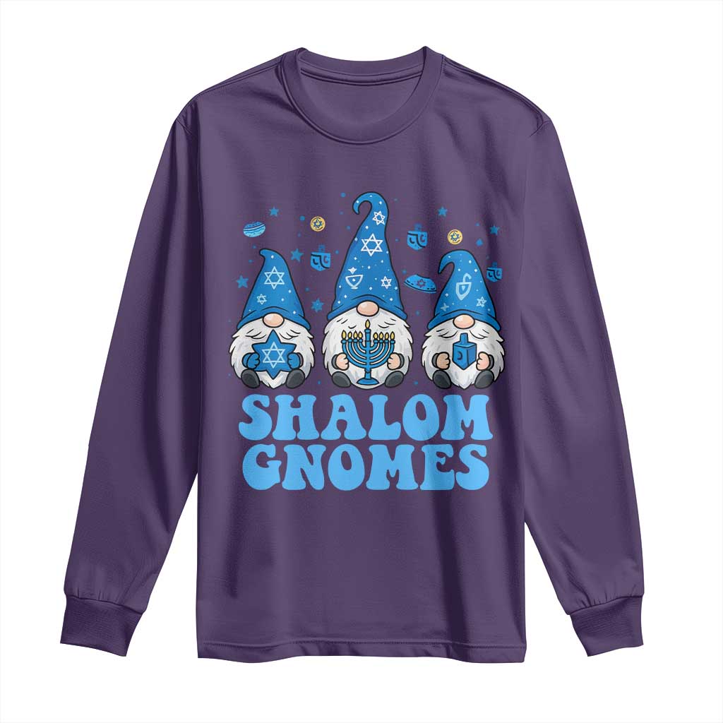 Happy Hanukkah Long Sleeve Shirt Retro Groovy Eight Nights Lights TS10 Purple Print Your Wear