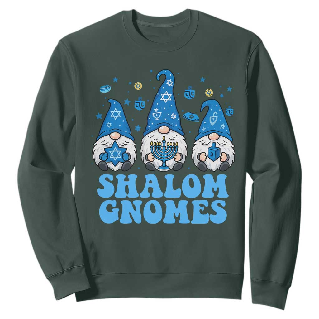 Happy Hanukkah Sweatshirt Retro Groovy Eight Nights Lights TS10 Dark Forest Green Print Your Wear