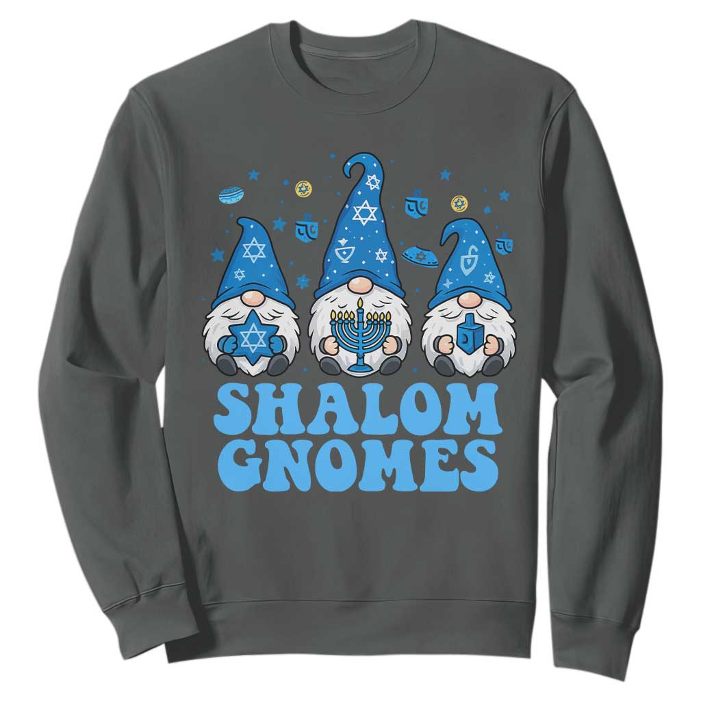 Happy Hanukkah Sweatshirt Retro Groovy Eight Nights Lights TS10 Dark Heather Print Your Wear