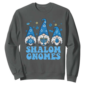 Happy Hanukkah Sweatshirt Retro Groovy Eight Nights Lights TS10 Dark Heather Print Your Wear