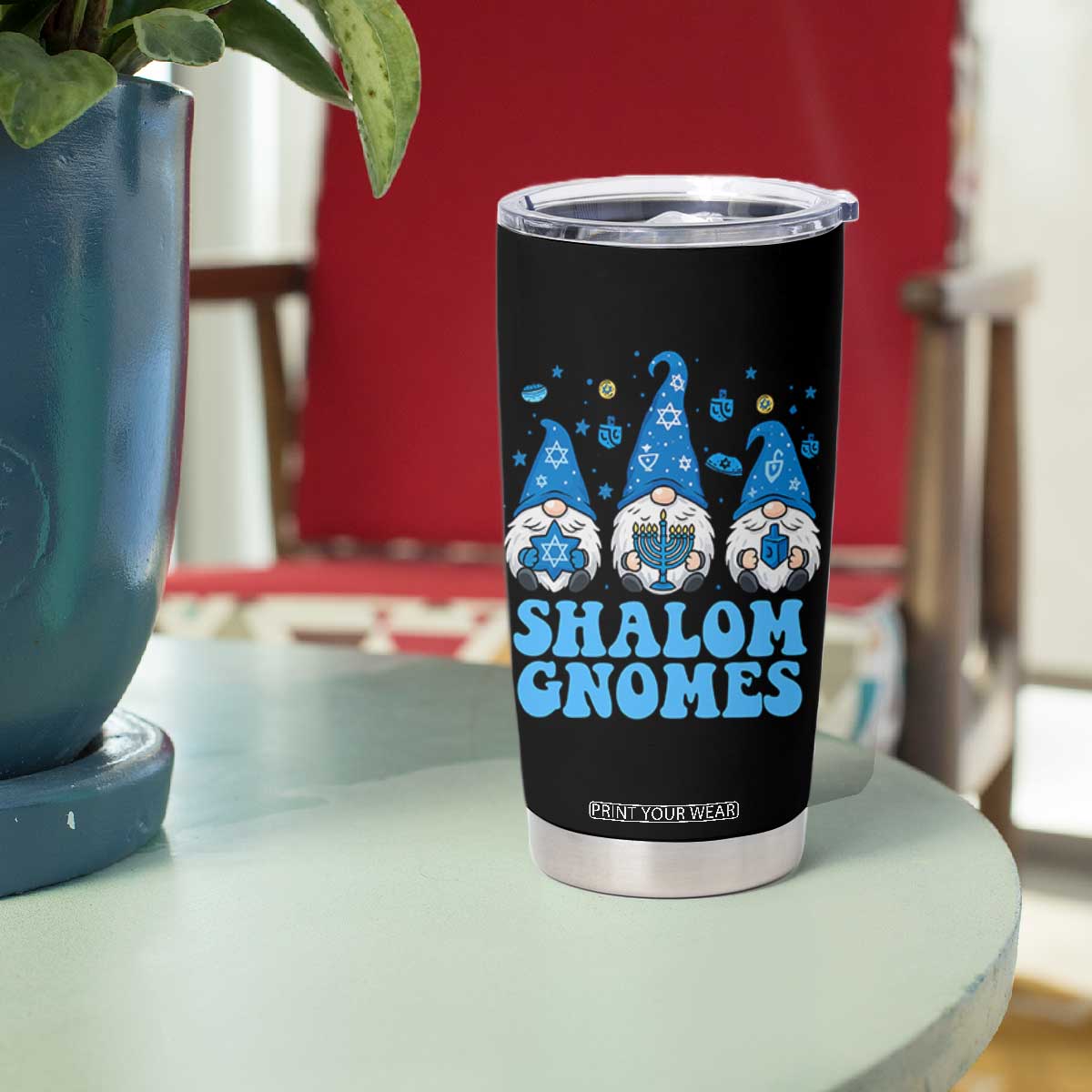 Happy Hanukkah Tumbler Cup Retro Groovy Eight Nights Lights TS10 Print Your Wear