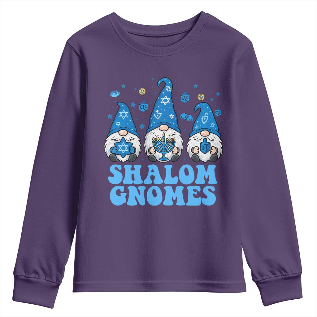 Happy Hanukkah Youth Sweatshirt Retro Groovy Eight Nights Lights TS10 Purple Print Your Wear