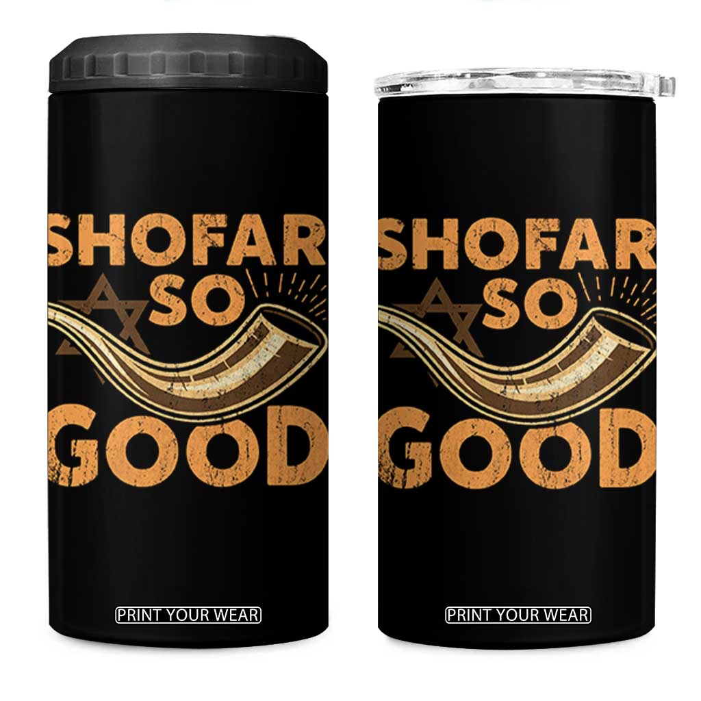 Shofar So Good 4 in 1 Can Cooler Tumbler Funny Rosh Hashanah Jewish Holiday Gift TS10 One Size: 16 oz Black Print Your Wear