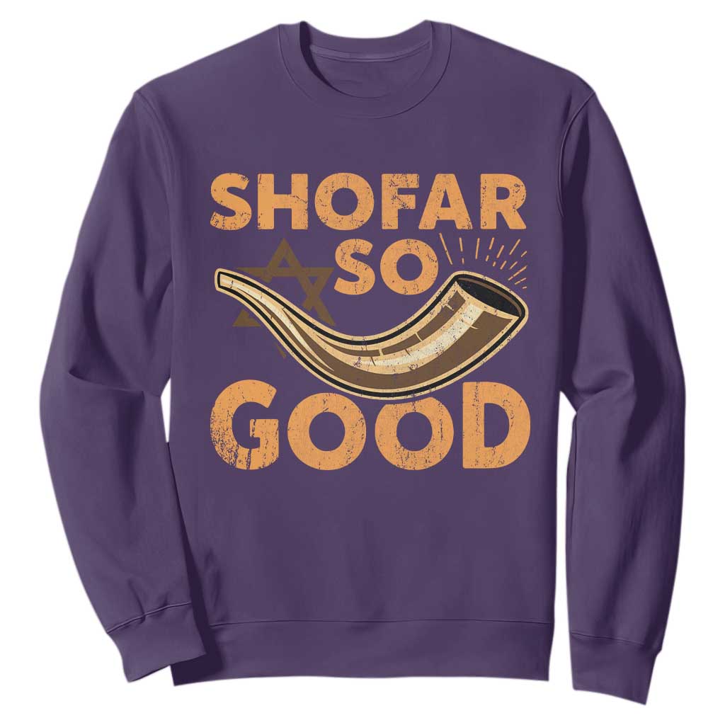 Shofar So Good Sweatshirt Funny Rosh Hashanah Jewish Holiday Gift TS10 Purple Print Your Wear