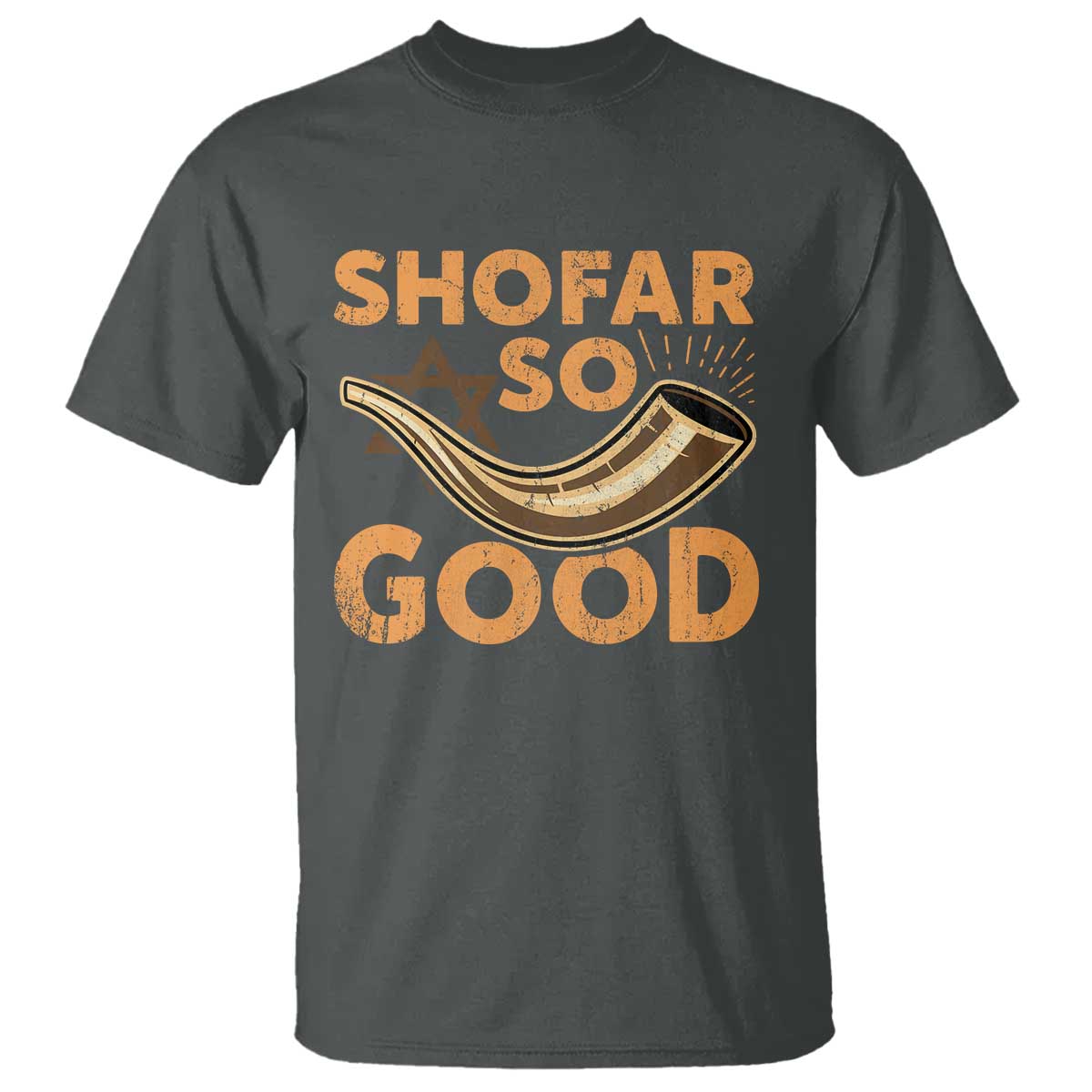 Shofar So Good T Shirt Funny Rosh Hashanah Jewish Holiday Gift TS10 Dark Heather Print Your Wear