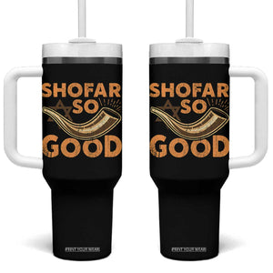 Shofar So Good Tumbler With Handle Funny Rosh Hashanah Jewish Holiday Gift TS10 One Size: 40 oz Black Print Your Wear