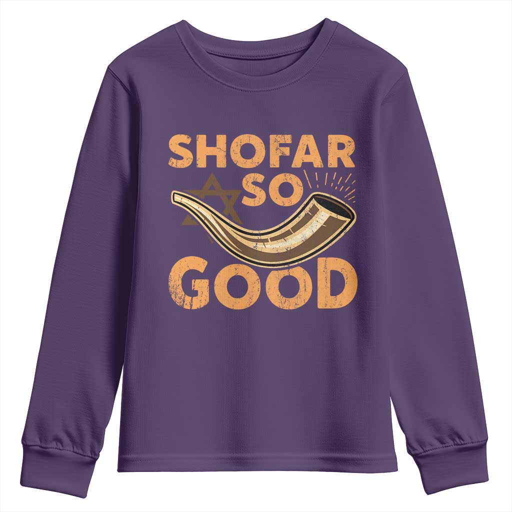 Shofar So Good Youth Sweatshirt Funny Rosh Hashanah Jewish Holiday Gift TS10 Purple Print Your Wear