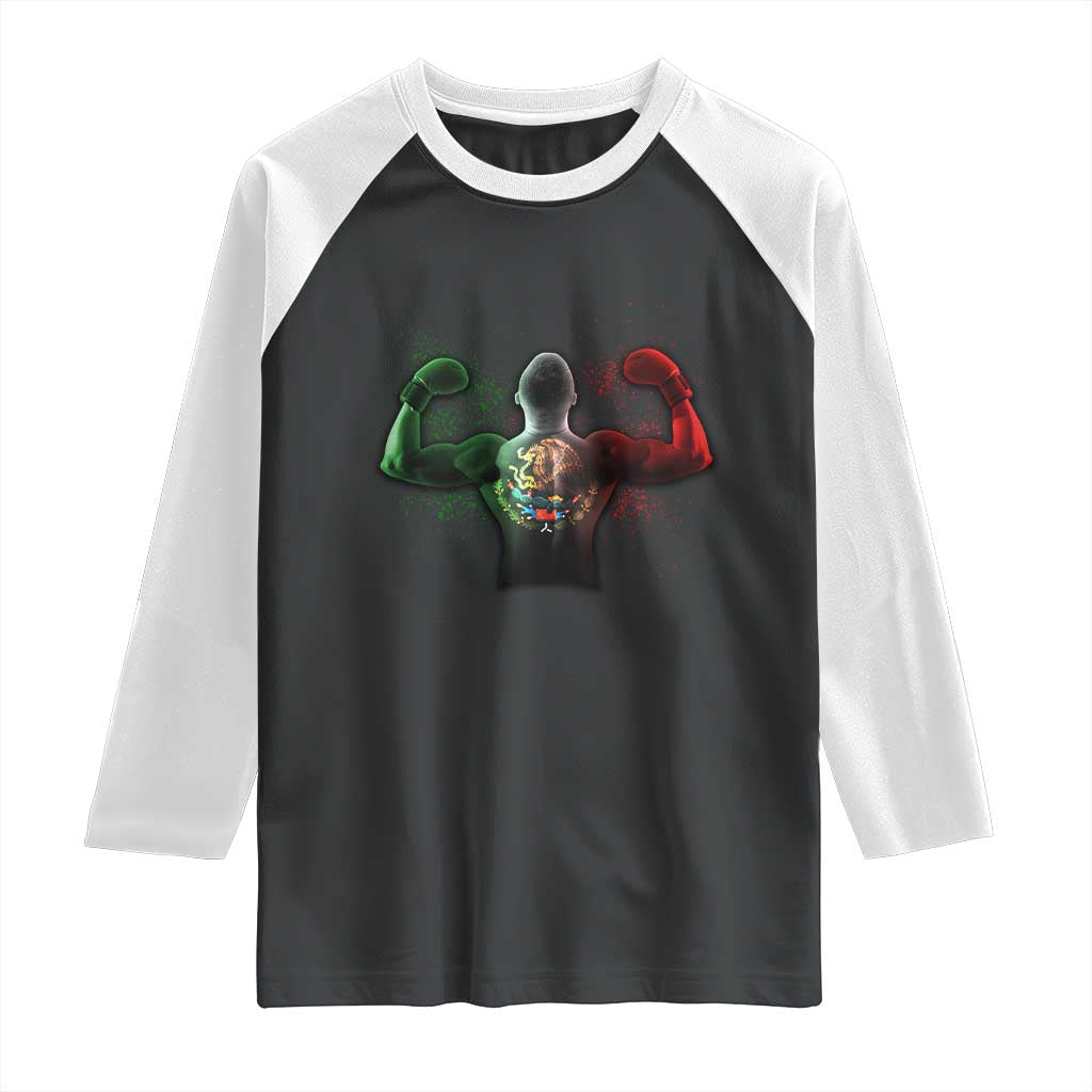 Mexican Boxing Raglan Shirt Retro Vintage Watercolors Mexico Flag Boxer TS10 Black White Print Your Wear