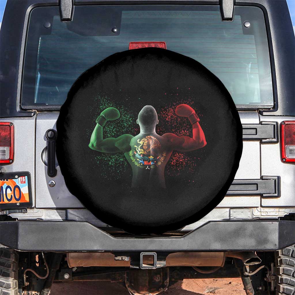 Mexican Boxing Spare Tire Cover Retro Vintage Watercolors Mexico Flag Boxer TS10 No hole Black Print Your Wear