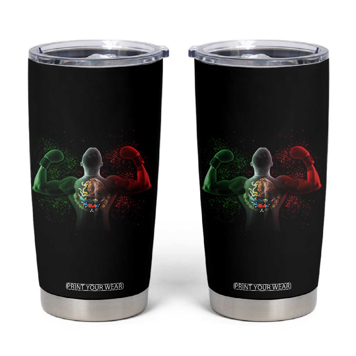 Mexican Boxing Tumbler Cup Retro Vintage Watercolors Mexico Flag Boxer TS10 Black Print Your Wear