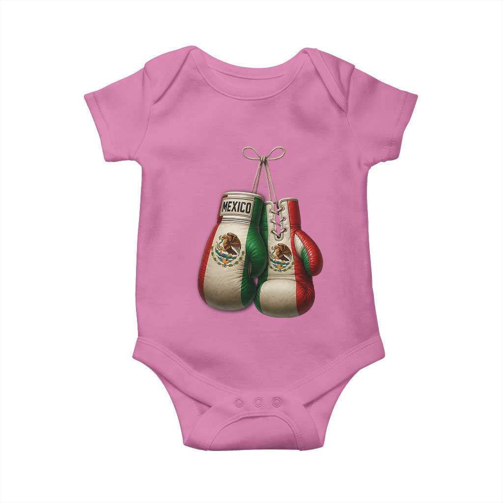 Mexican Boxing Gloves Baby Onesie Retro Vintage Mexico Flag Boxer TS10 Azalea Print Your Wear