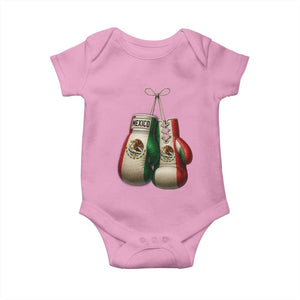 Mexican Boxing Gloves Baby Onesie Retro Vintage Mexico Flag Boxer TS10 Light Pink Print Your Wear