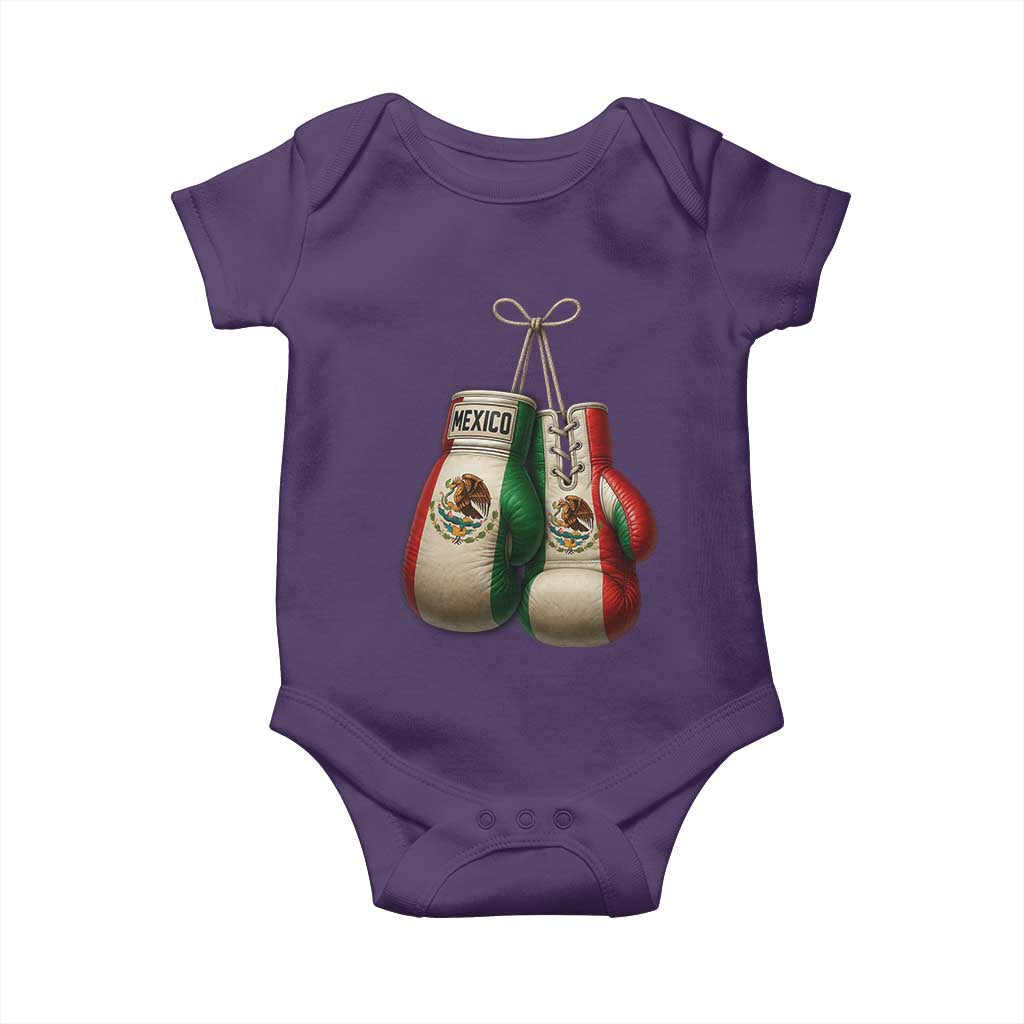 Mexican Boxing Gloves Baby Onesie Retro Vintage Mexico Flag Boxer TS10 Purple Print Your Wear