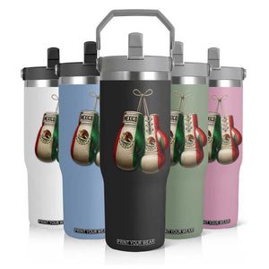 Mexican Boxing Gloves Flip Straw Tumbler Retro Vintage Mexico Flag Boxer TS10 Print Your Wear