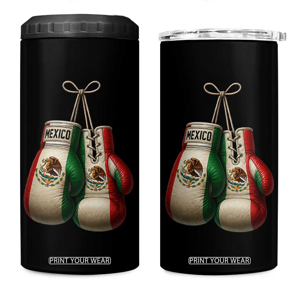 Mexican Boxing Gloves 4 in 1 Can Cooler Tumbler Retro Vintage Mexico Flag Boxer TS10 One Size: 16 oz Black Print Your Wear