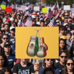 Mexican Boxing Gloves Protest Sign Retro Vintage Mexico Flag Boxer TS10 Horizontal 18" × 24" Yellow Print Your Wear