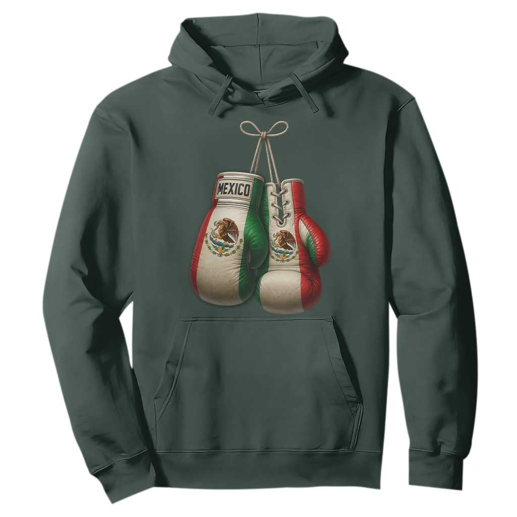 Mexican Boxing Gloves Hoodie Retro Vintage Mexico Flag Boxer TS10 Dark Forest Green Print Your Wear