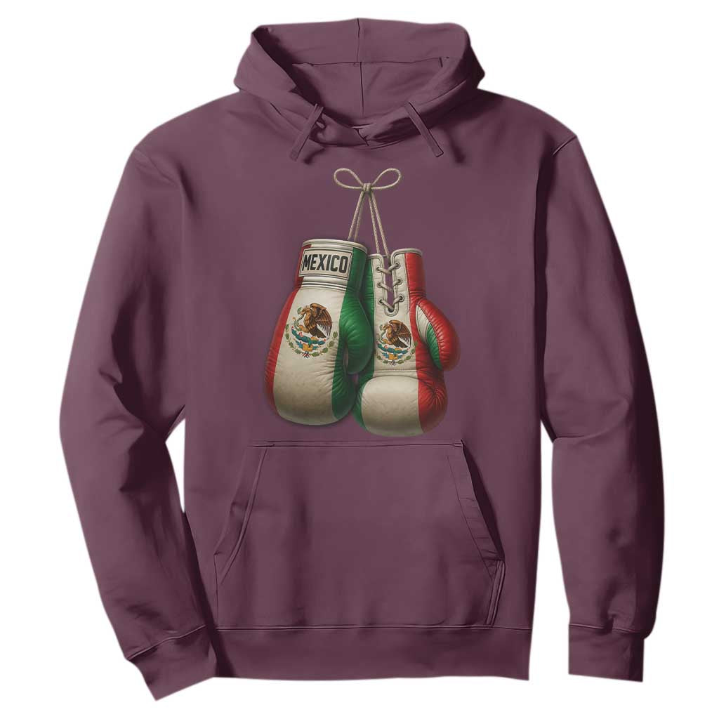 Mexican Boxing Gloves Hoodie Retro Vintage Mexico Flag Boxer TS10 Maroon Print Your Wear