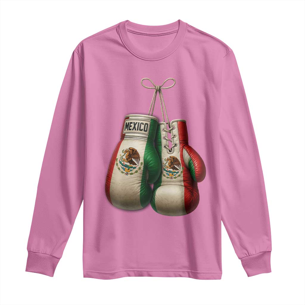 Mexican Boxing Gloves Long Sleeve Shirt Retro Vintage Mexico Flag Boxer TS10 Azalea Print Your Wear