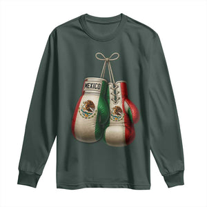 Mexican Boxing Gloves Long Sleeve Shirt Retro Vintage Mexico Flag Boxer TS10 Dark Forest Green Print Your Wear
