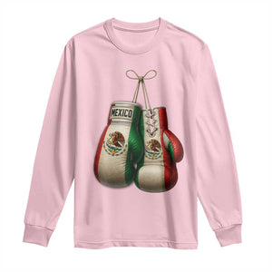 Mexican Boxing Gloves Long Sleeve Shirt Retro Vintage Mexico Flag Boxer TS10 Light Pink Print Your Wear