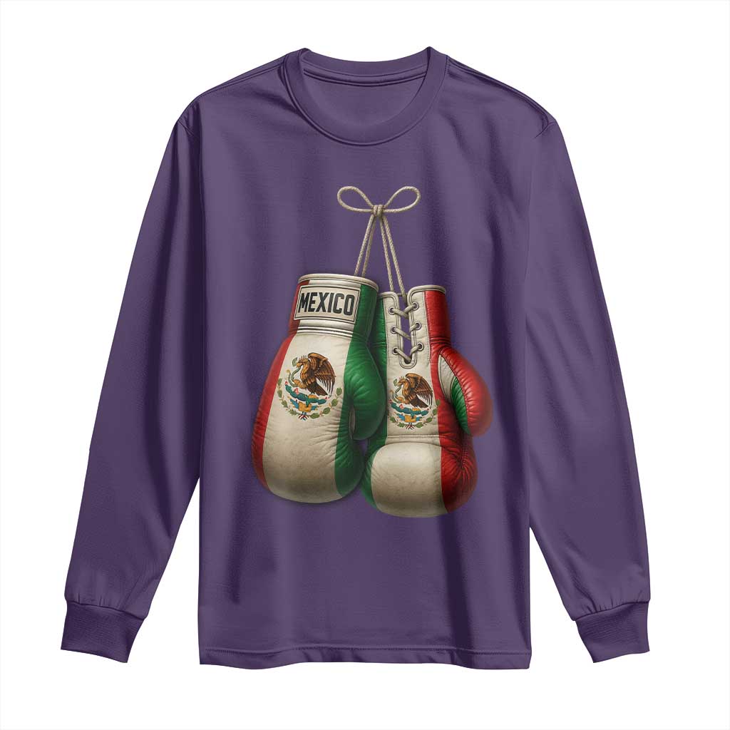 Mexican Boxing Gloves Long Sleeve Shirt Retro Vintage Mexico Flag Boxer TS10 Purple Print Your Wear