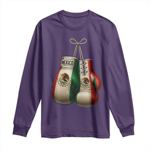 Mexican Boxing Gloves Long Sleeve Shirt Retro Vintage Mexico Flag Boxer TS10 Purple Print Your Wear