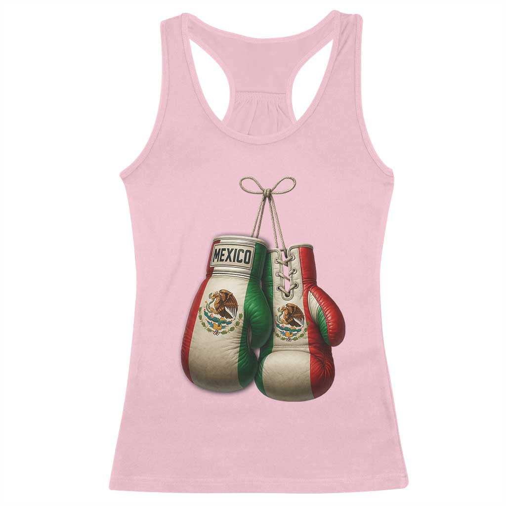Mexican Boxing Gloves Racerback Tank Top Retro Vintage Mexico Flag Boxer TS10 Light Pink Print Your Wear