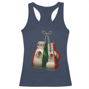 Mexican Boxing Gloves Racerback Tank Top Retro Vintage Mexico Flag Boxer TS10 Navy Print Your Wear