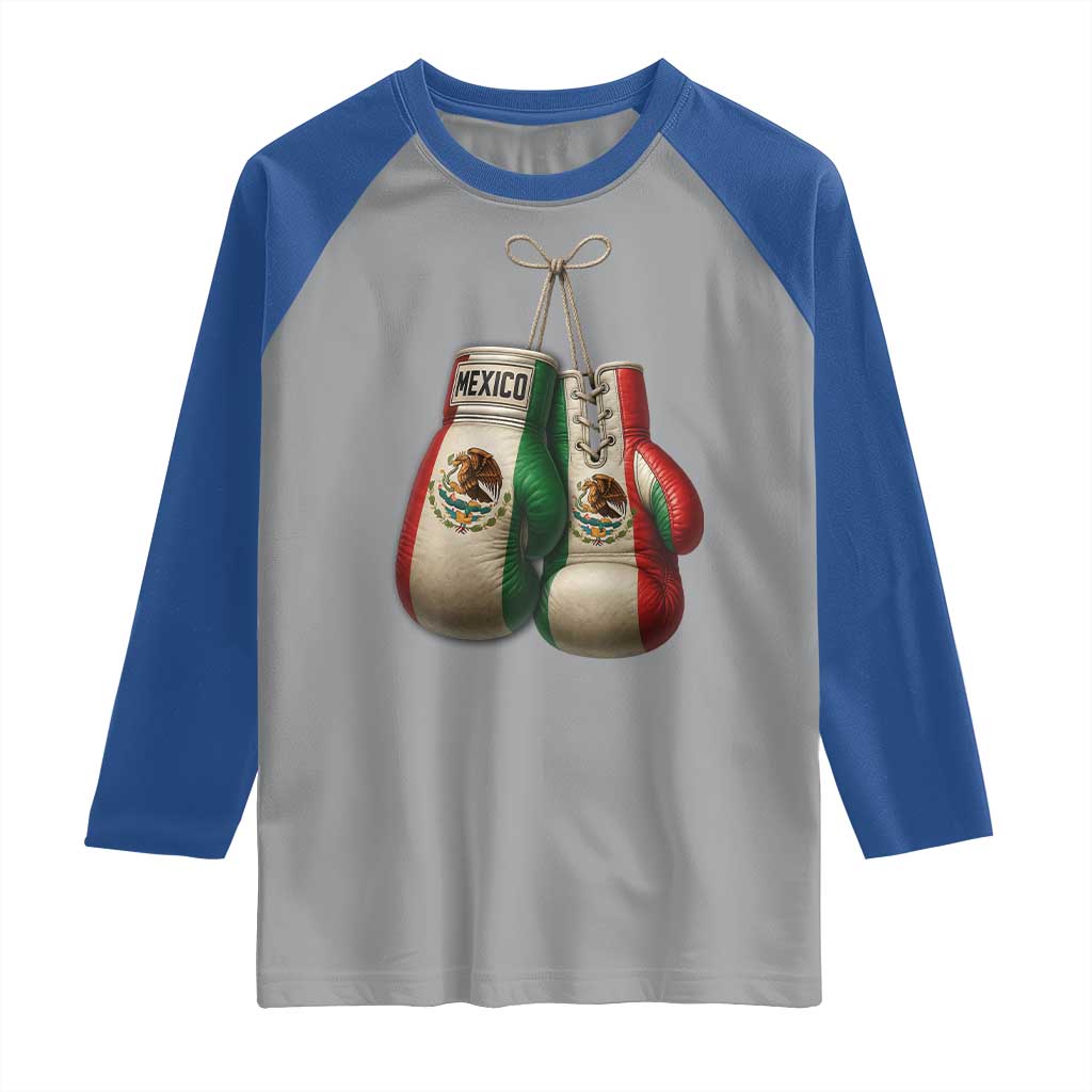 Mexican Boxing Gloves Raglan Shirt Retro Vintage Mexico Flag Boxer TS10 Sport Gray Royal Print Your Wear