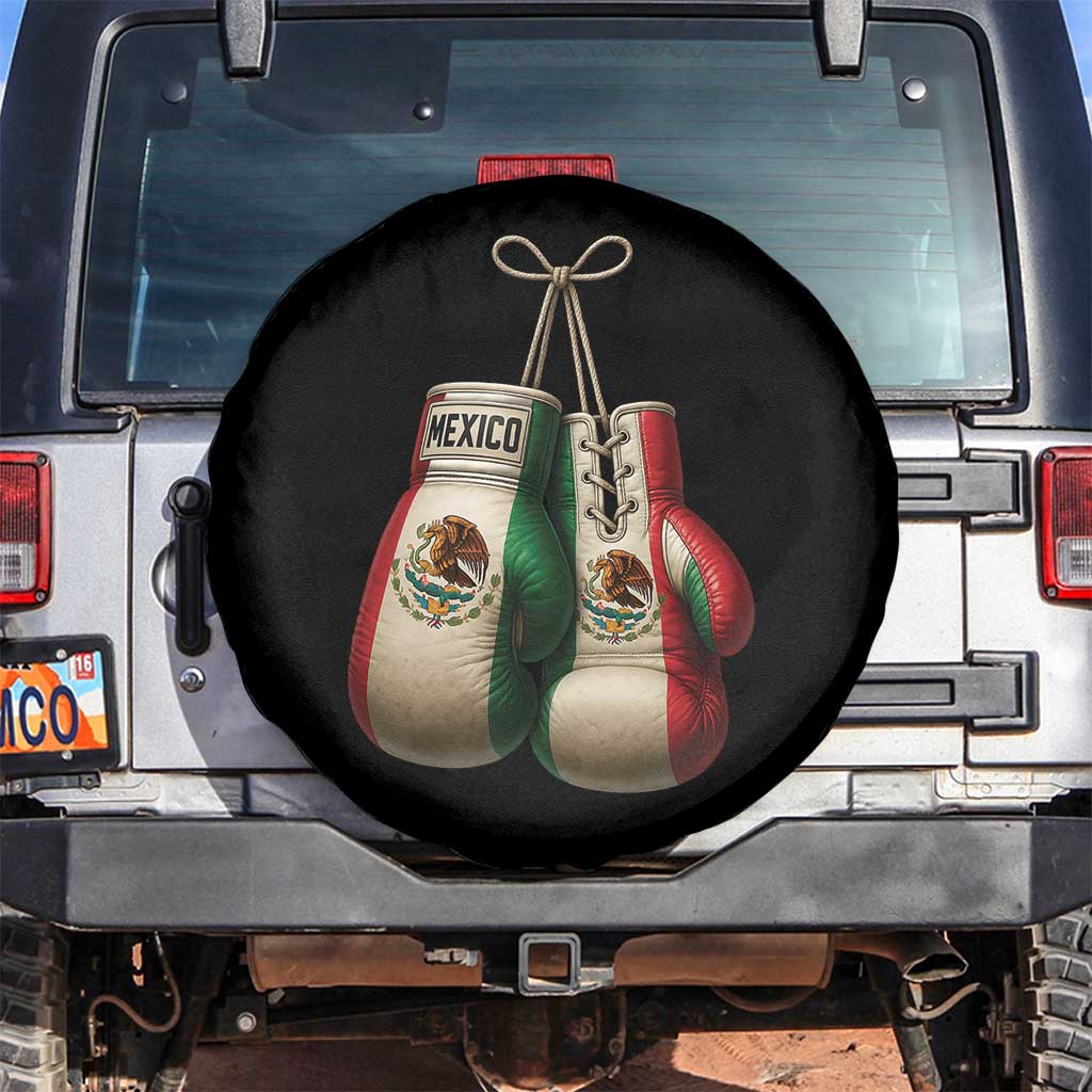 Mexican Boxing Gloves Spare Tire Cover Retro Vintage Mexico Flag Boxer TS10 No hole Black Print Your Wear