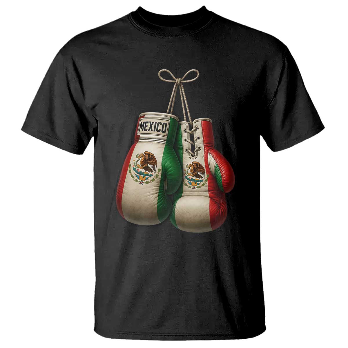Mexican Boxing Gloves T Shirt Retro Vintage Mexico Flag Boxer TS10 Black Print Your Wear