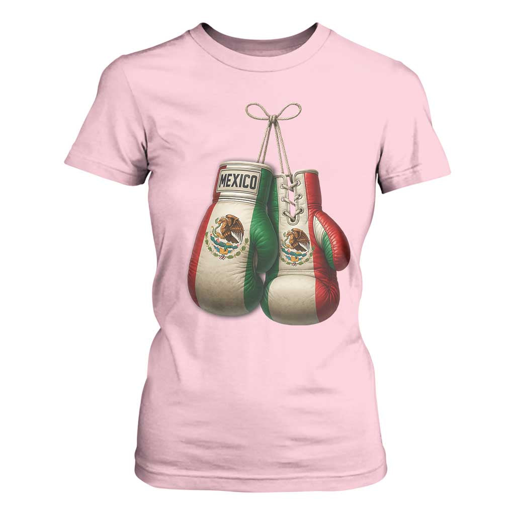Mexican Boxing Gloves T Shirt For Women Retro Vintage Mexico Flag Boxer TS10 Light Pink Print Your Wear
