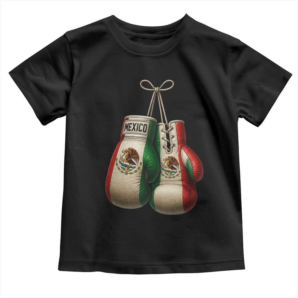 Mexican Boxing Gloves Toddler T Shirt Retro Vintage Mexico Flag Boxer TS10 Black Print Your Wear